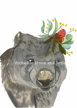 Load image into Gallery viewer, We are blessed in Australia with beautiful flora and fauna. These beautiful Australian animal prints are perfect for little bedrooms. This one features a Wombat.