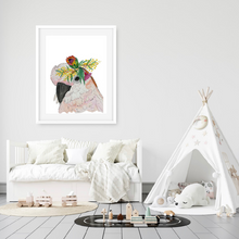 Load image into Gallery viewer, This beautiful galah print is perfect for bedrooms, nurseries and toy rooms. Galahs are cheeky birds who boast soft pink tones, perfect to accent a room.