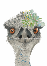 Load image into Gallery viewer, We are blessed in Australia with beautiful flora and fauna. These beautiful Australian animal prints are perfect for little bedrooms. This one features an Emu.
