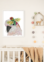 Load image into Gallery viewer, This beautiful galah print is perfect for bedrooms, nurseries and toy rooms. Galahs are cheeky birds who boast soft pink tones, perfect to accent a room.