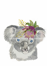 Load image into Gallery viewer, We are blessed in Australia with beautiful flora and fauna. These beautiful Australian animal prints are perfect for little bedrooms. This one features a Koala.