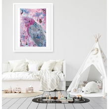 Load image into Gallery viewer, If you have visited Australia, you would have seen the stunning Pink Galah. These birds really are breathtaking! This painting is a beautiful mix of realism and abstract. Soft pinks and blues, mixed with gold leaf make this a statement piece!