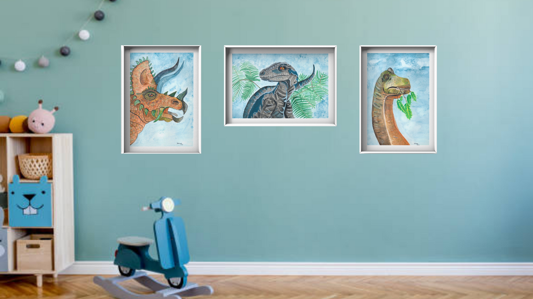 Dinosaur Wall Art Print Set