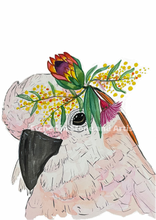 Load image into Gallery viewer, This beautiful galah print is perfect for bedrooms, nurseries and toy rooms. Galahs are cheeky birds who boast soft pink tones, perfect to accent a room. 
