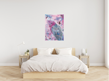 Load image into Gallery viewer, If you have visited Australia, you would have seen the stunning Pink Galah. These birds really are breathtaking! This painting is a beautiful mix of realism and abstract. Soft pinks and blues, mixed with gold leaf make this a statement piece! 
