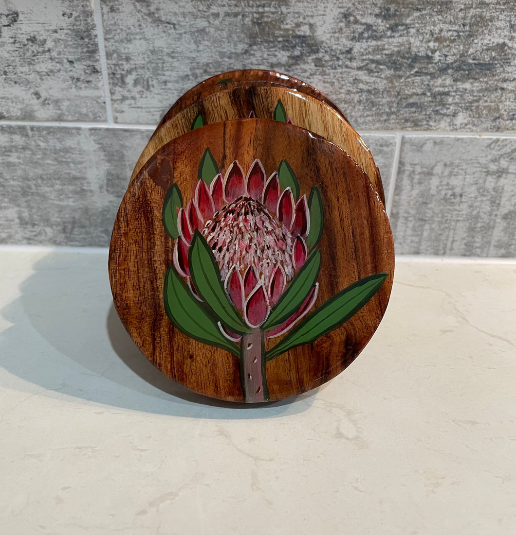 Hand painted Protea Coasters