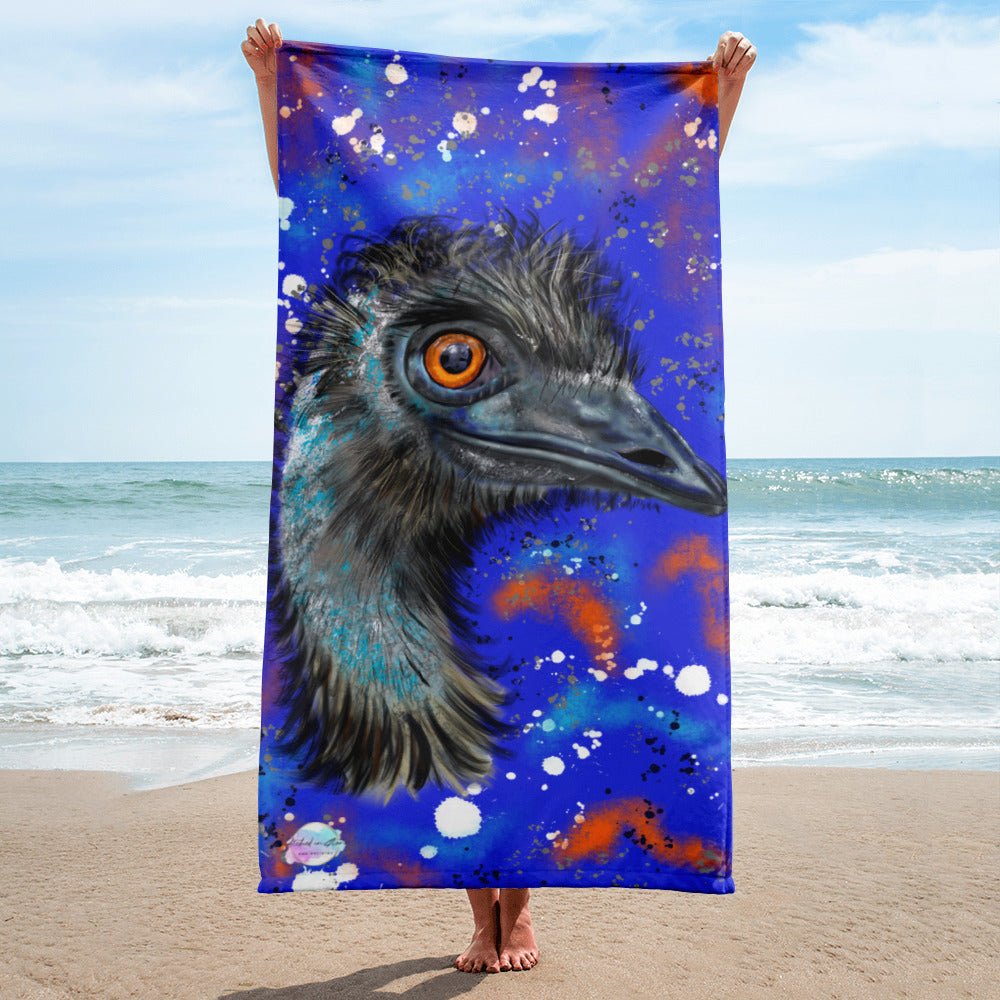 Abstract Blue the Emu Beach Towel